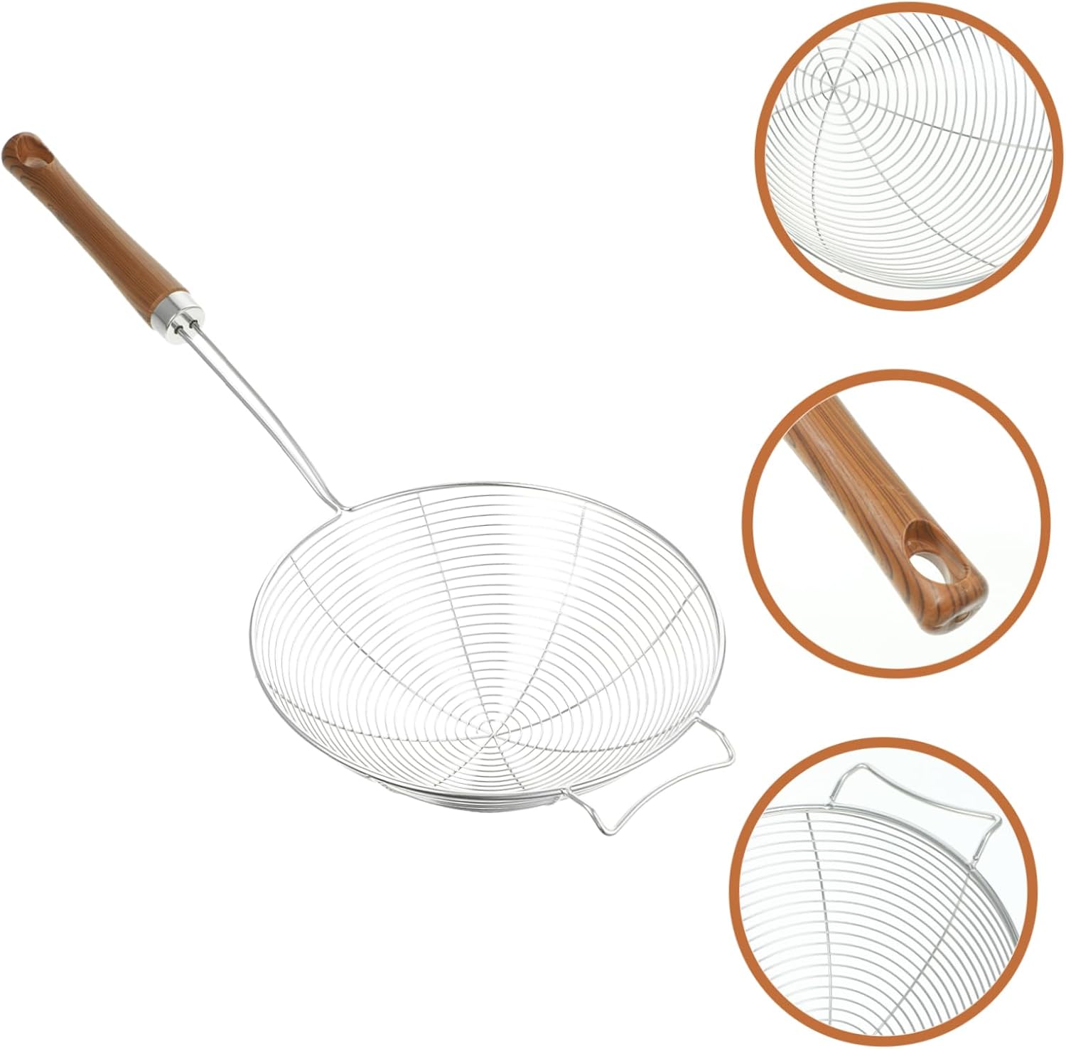 304 Stainless Steel Colander with Wooden Handle Spider Skimmer