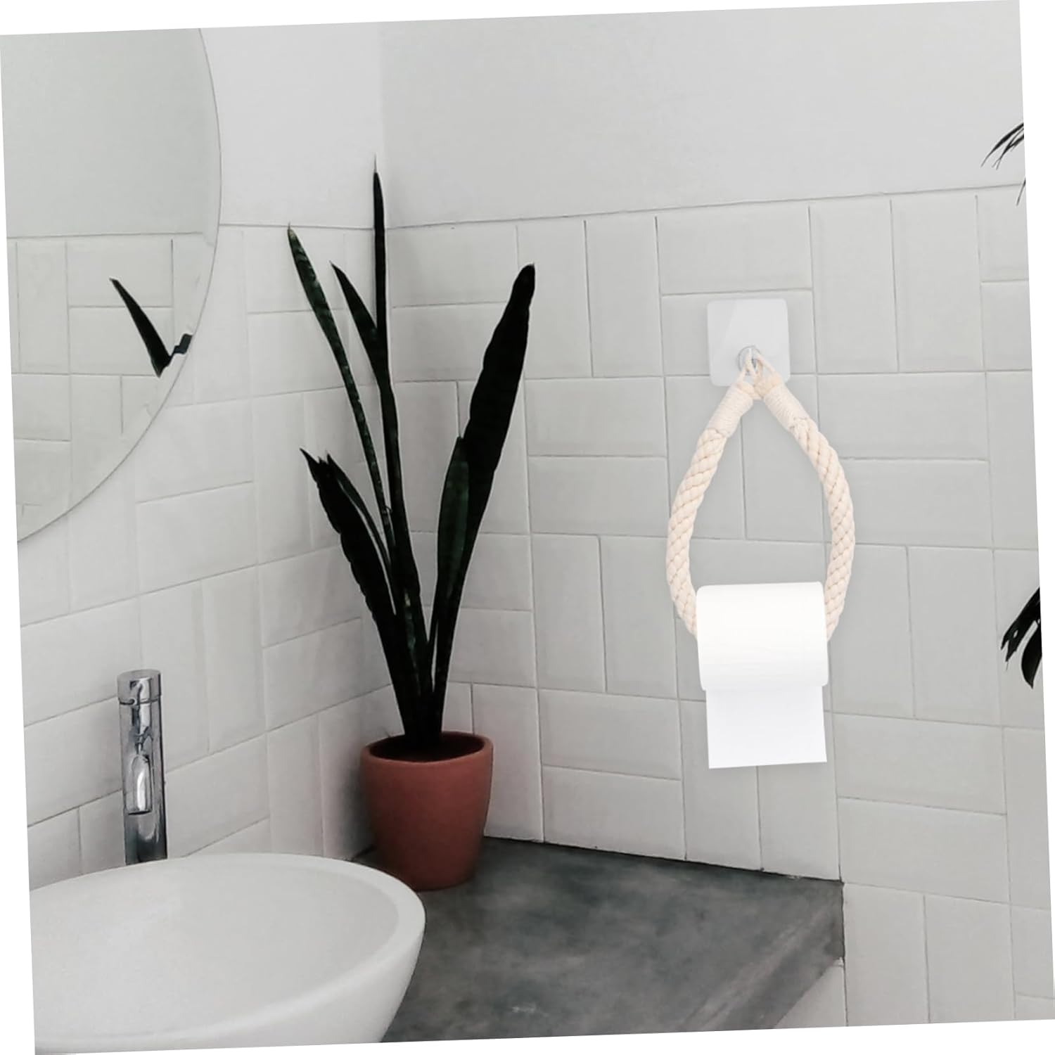 Wall-Mounted Durable Rope Hanging Toilet Paper Holder