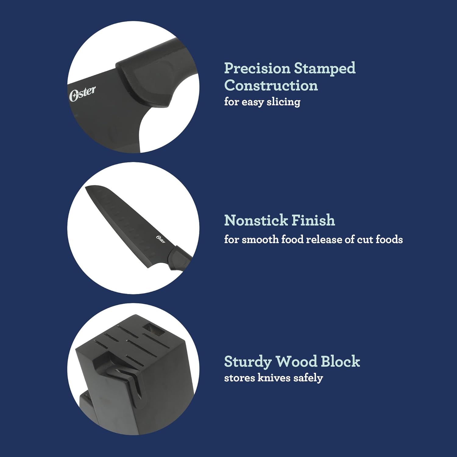 Oster Slicecraft 14-Piece Knife Block Set - Black
