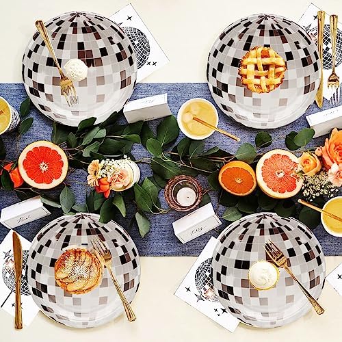 HSPAIDYP 80Pcs 7 Silver Disco Paper Plates