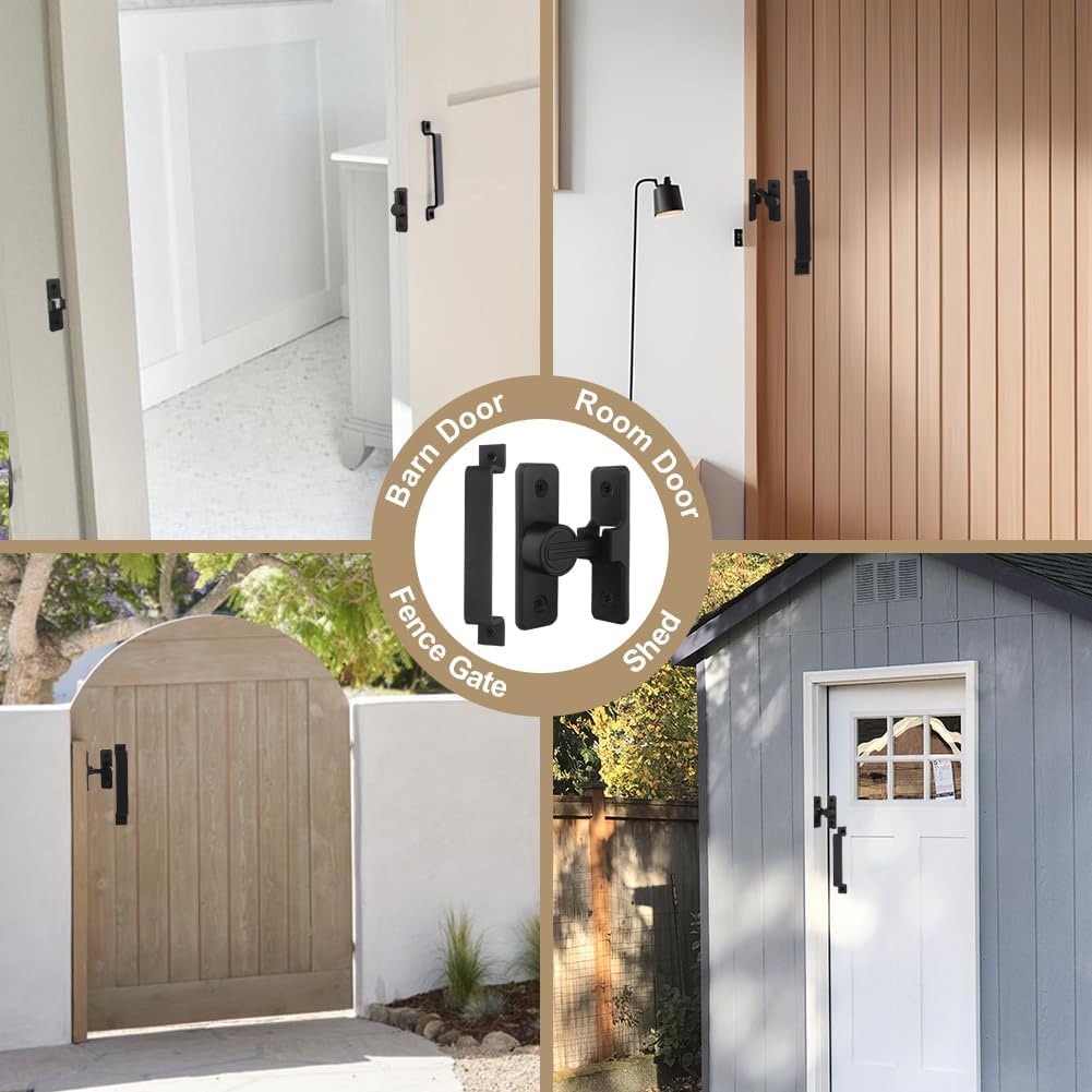 Barn Door Lock with Handle 90-Degree Latches