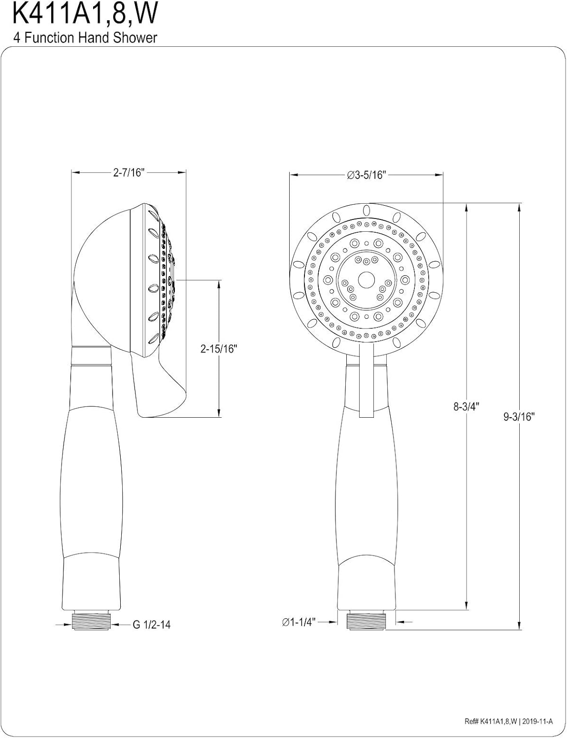 Kingston Brass K411A8 Handheld Shower Head