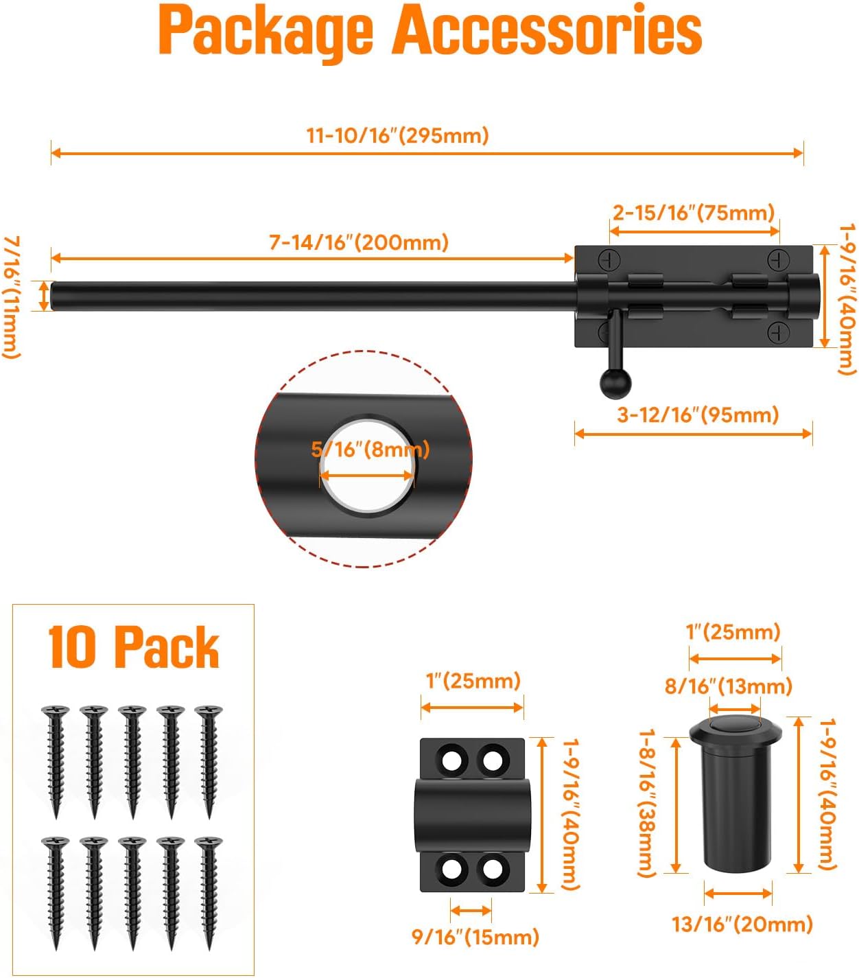 Sturdy 12 Barrel Bolt Latch for Outdoor Gates