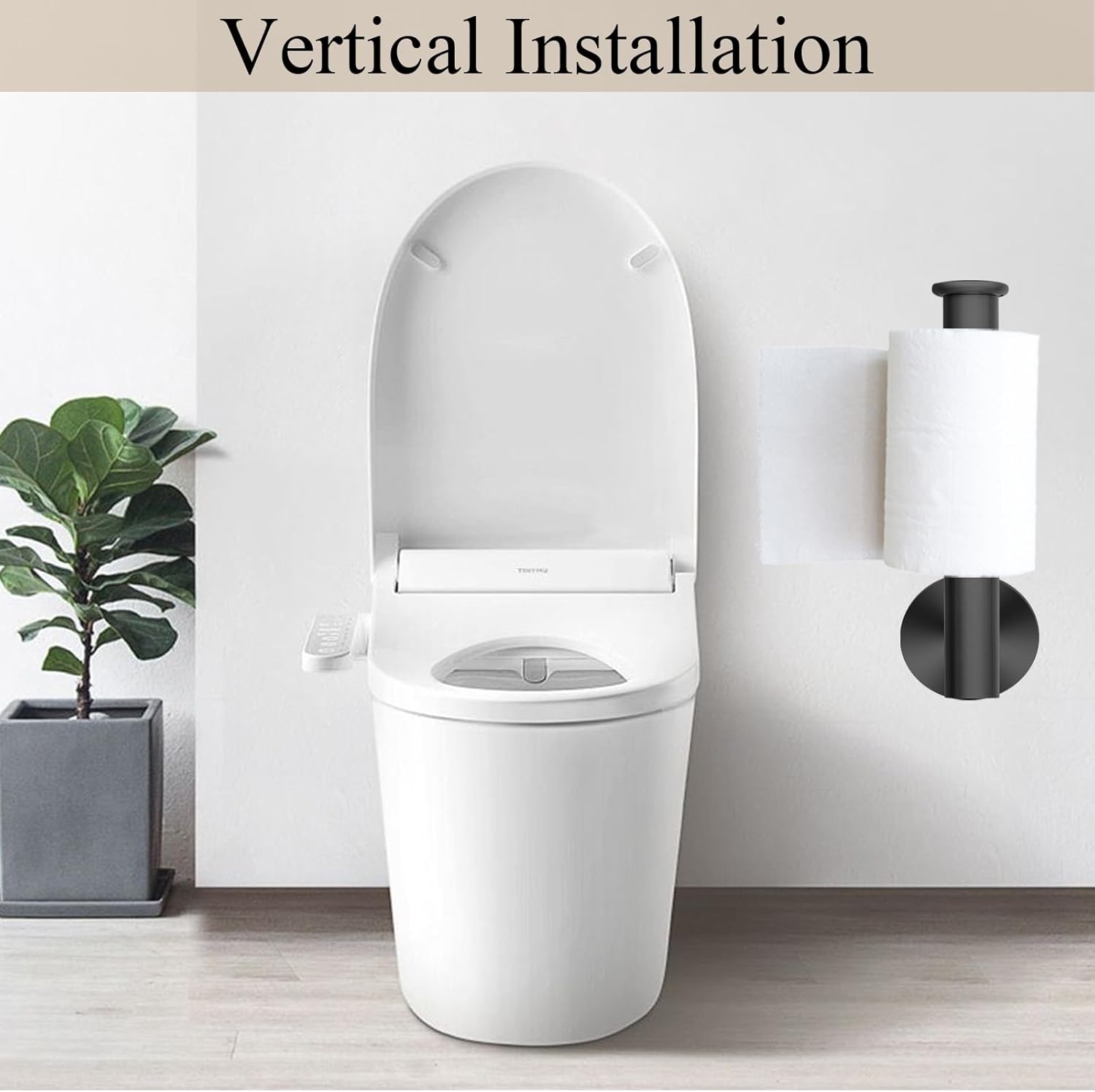 Kinbrace Toilet Paper Holder with Stainless Steel Knob and Matte Black Finish