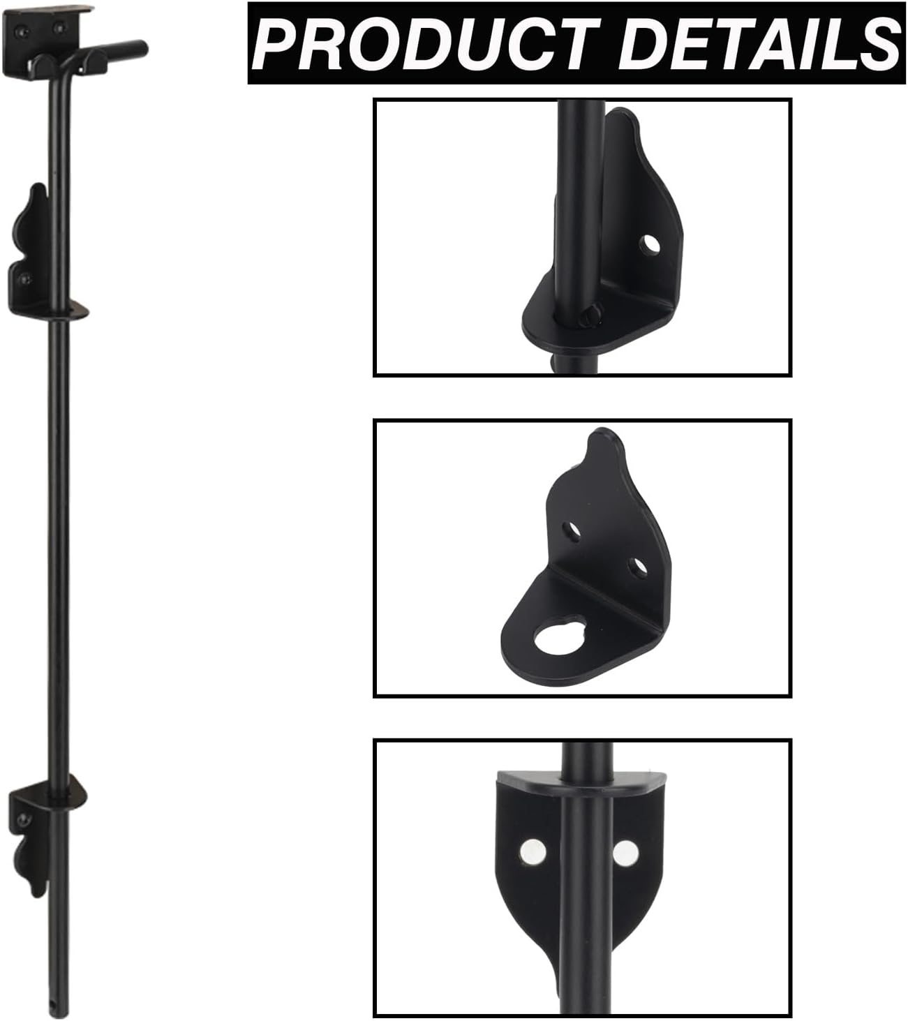 Durable 18-inch Cane Bolt Drop Rod for Metal Gates Black Finish