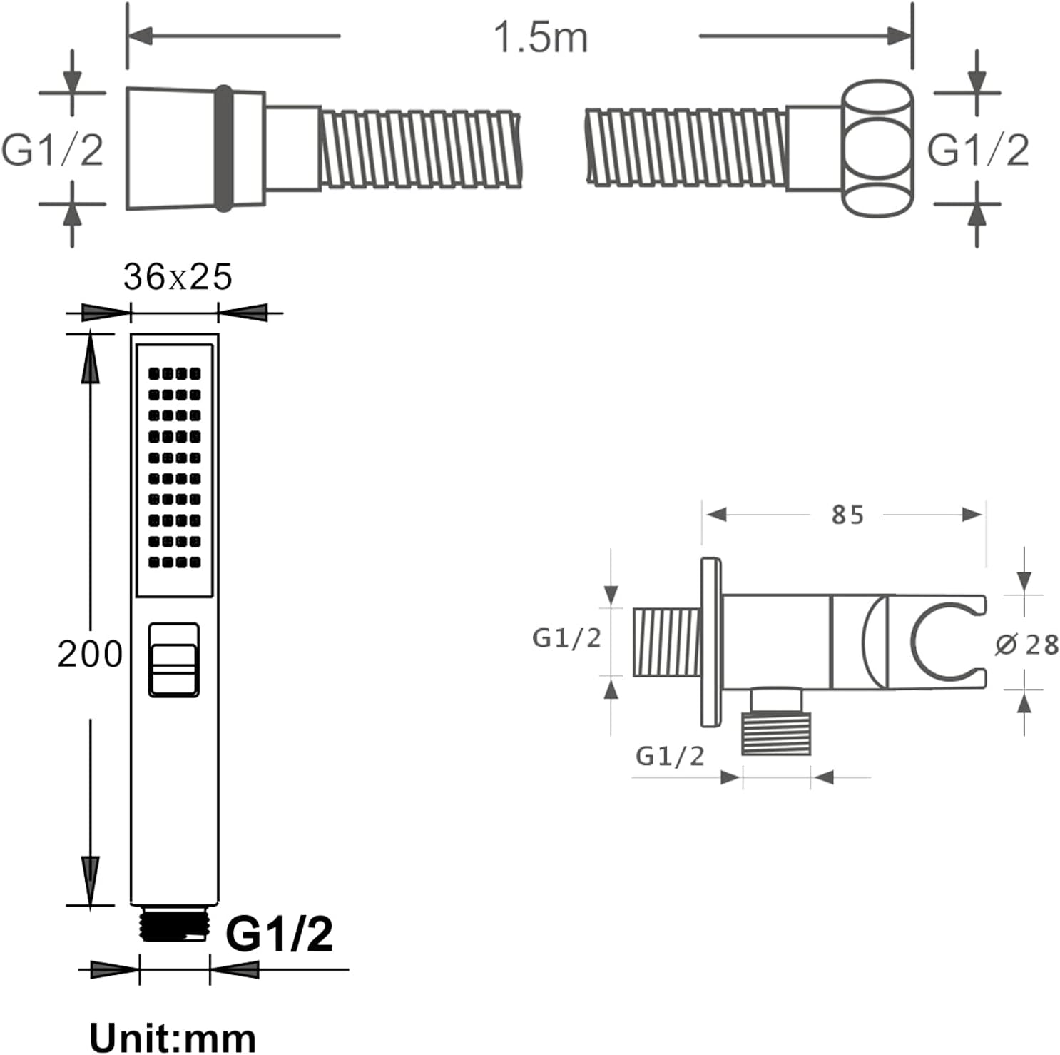 Handheld Shower 2 OutletChromed ABS Shower Head