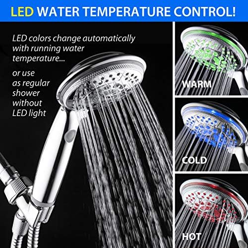 Hotel Spa Rechargeable LED Handheld Shower 5 Modes Chrome Finish