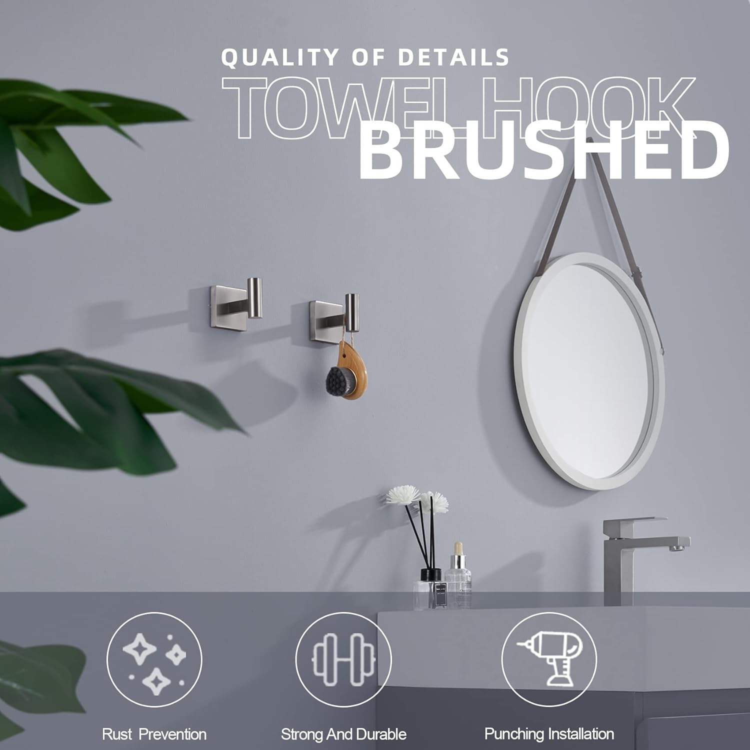 KOKOSIRI Brushed Nickel Towel Ring Set