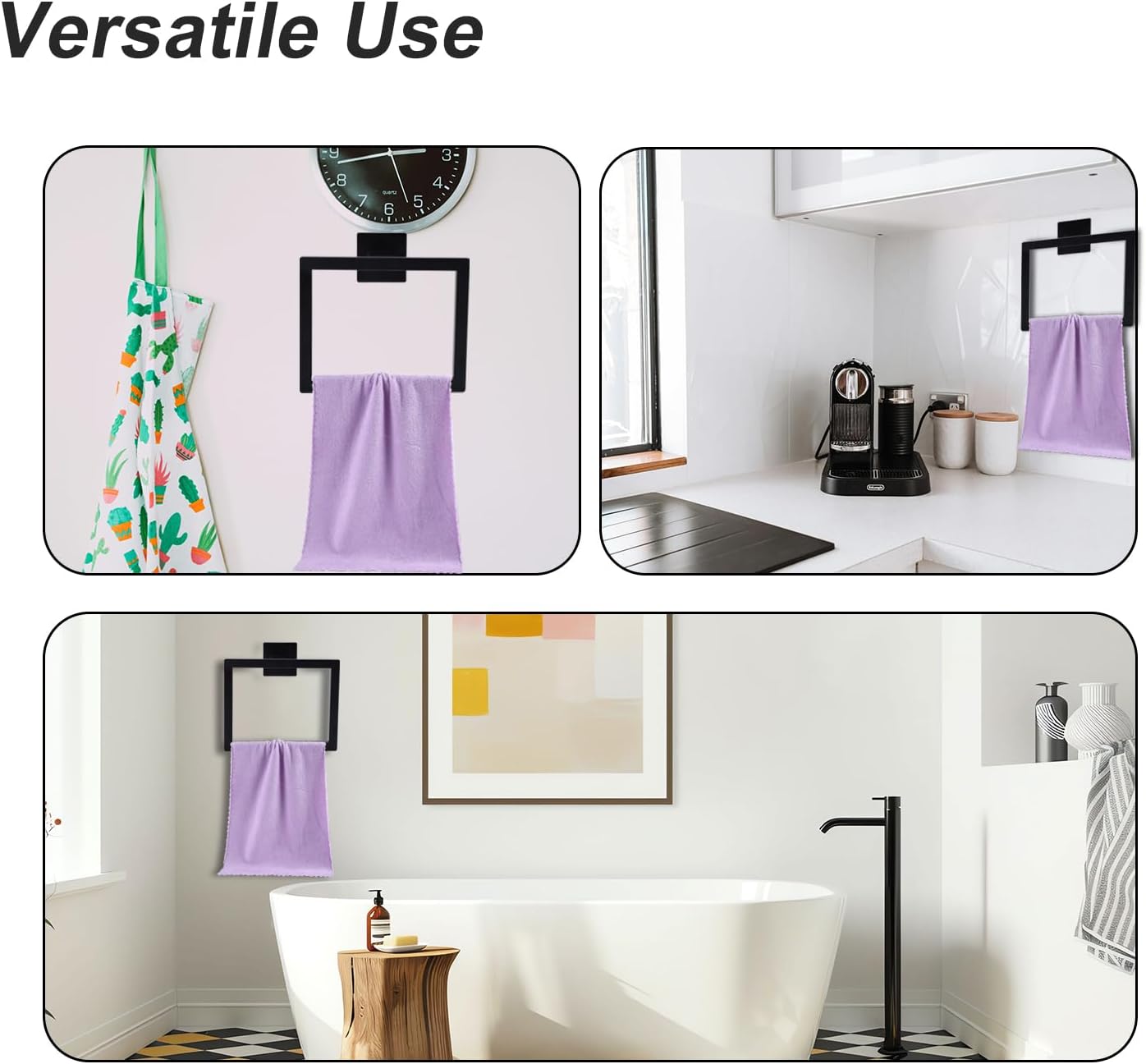 2pcs Matte Black Towel Holder for Bathroom 1