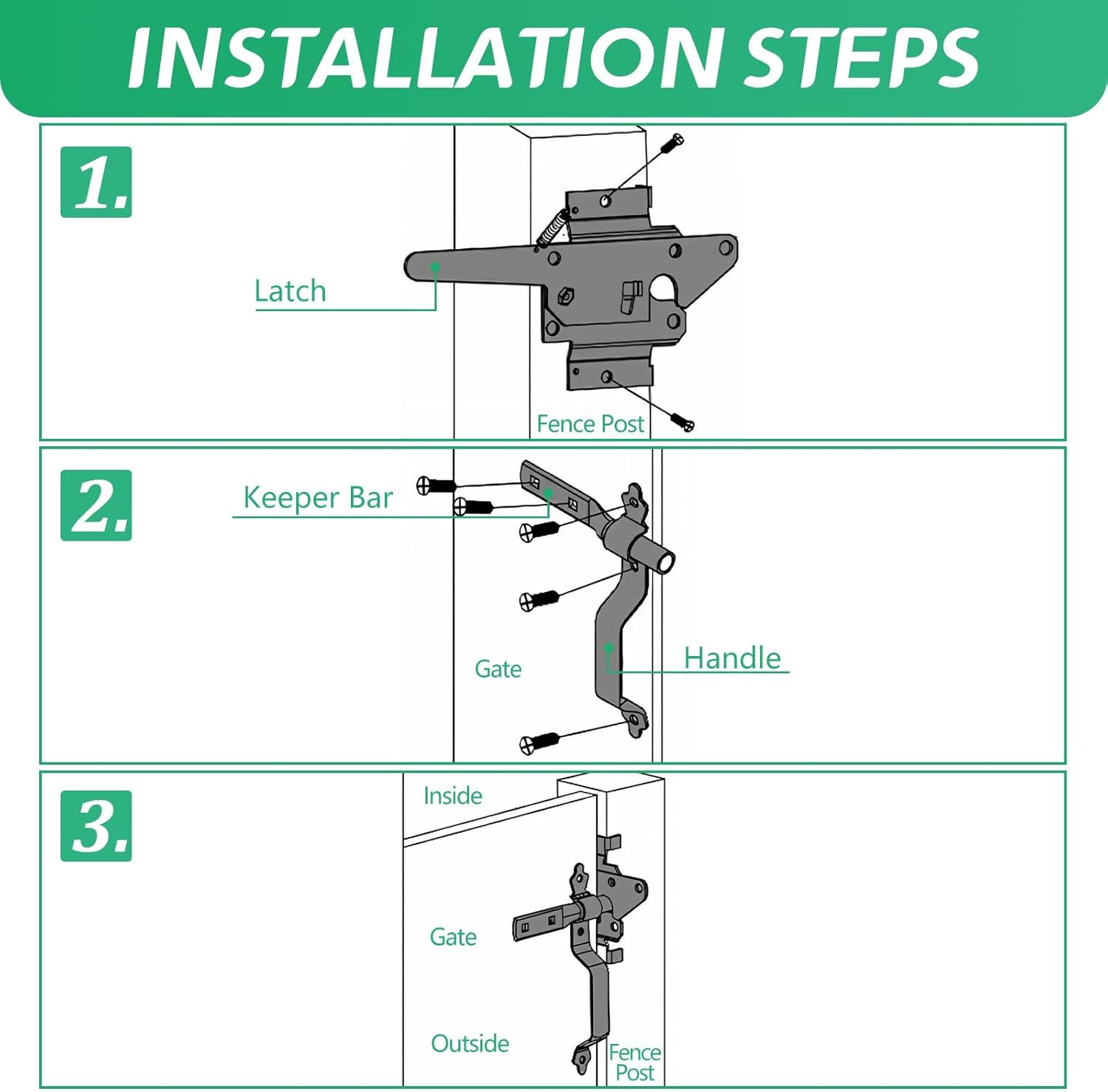 Wmebee Heavy Duty Self-Locking Gate Latch