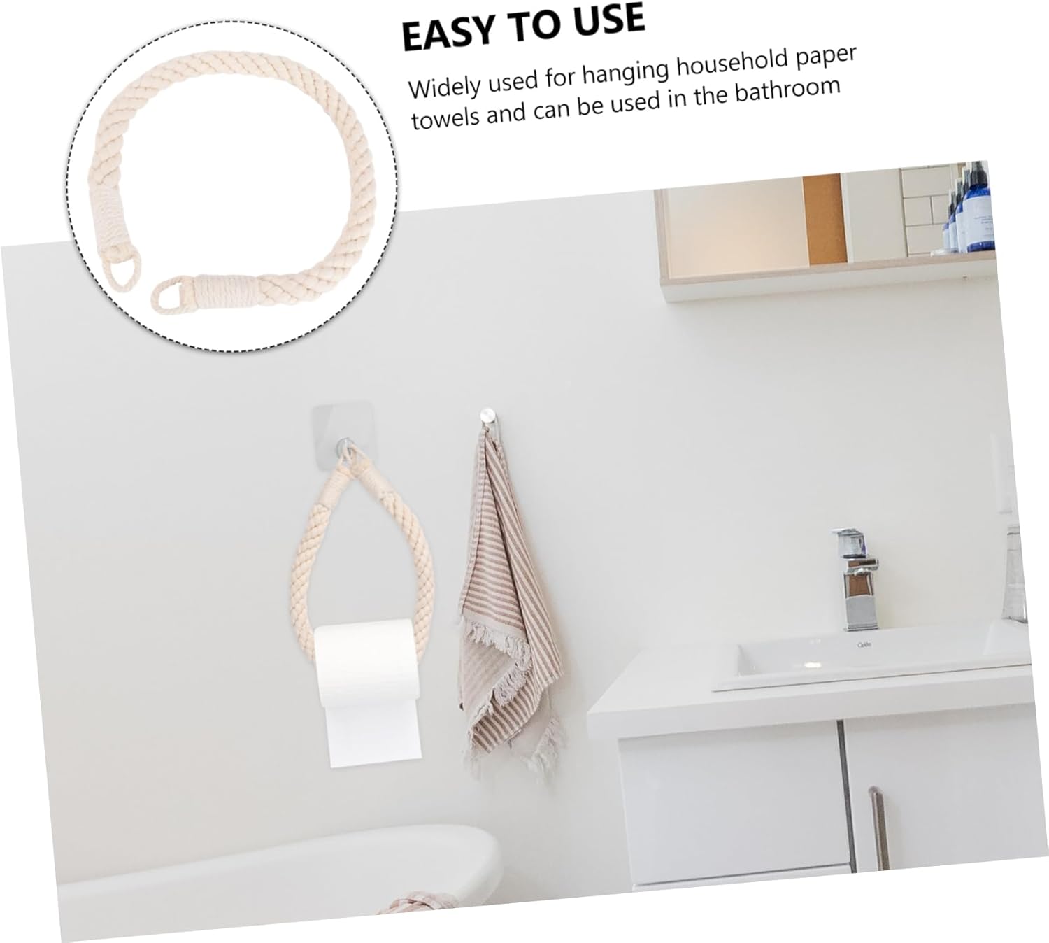 Wall-Mounted Durable Rope Hanging Toilet Paper Holder