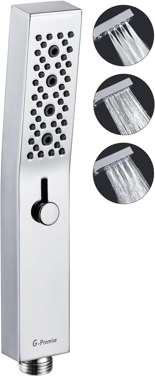 G-Promise All Metal Square 3-Mode Handheld Shower Head
