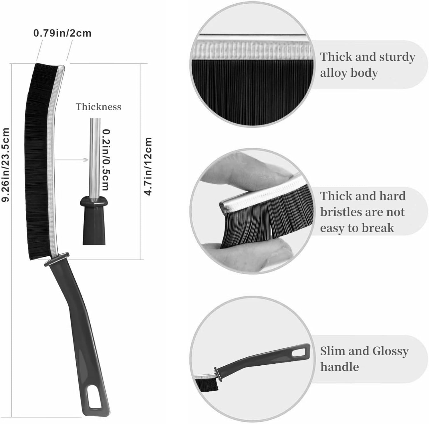 Hard Bristle Crevice Cleaning Brush 15-Degree Angle for Kitchen and Toilet
