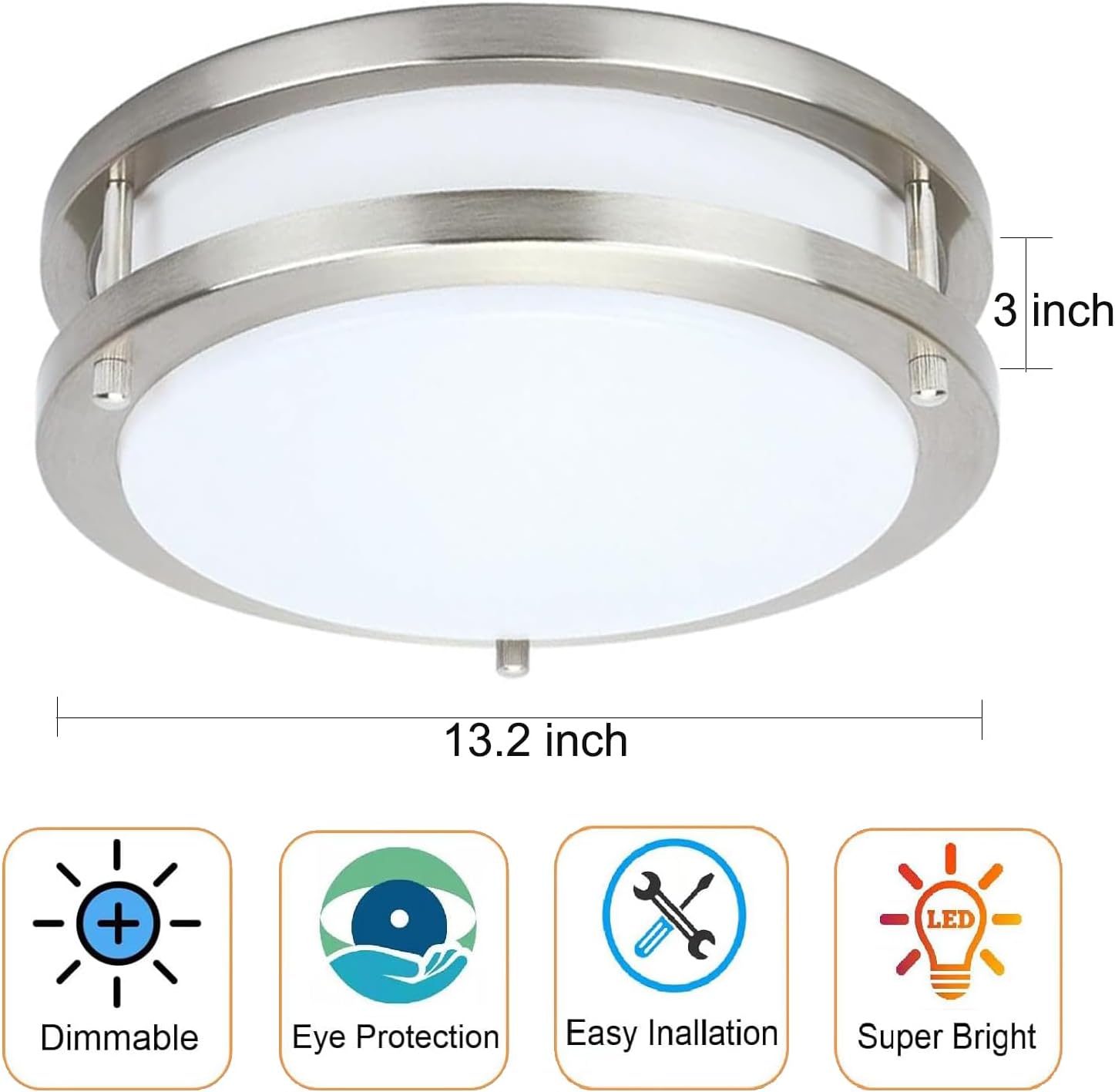 Drosbey 48W Dimmable LED Ceiling Light 132in Flush Mount