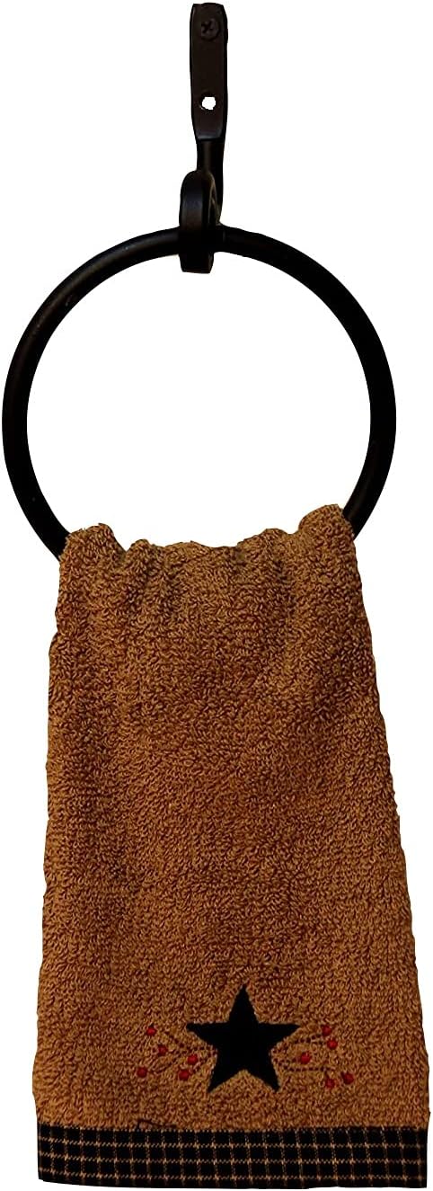 3 Towel Ring Set - Amish Wrought Iron Black Finish