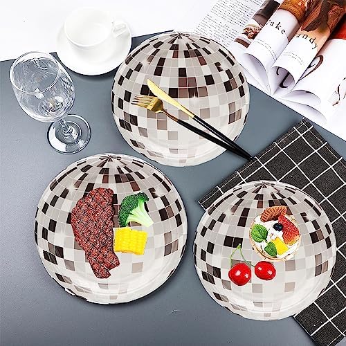 HSPAIDYP 80Pcs 7 Silver Disco Paper Plates