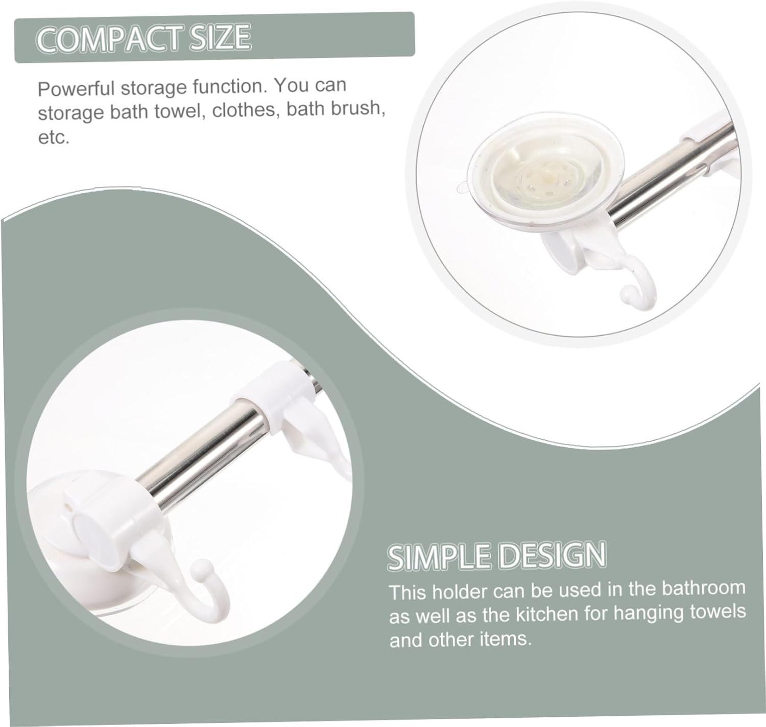 Holibanna Stainless Steel Suction Cup Towel Holder with 6 Hooks