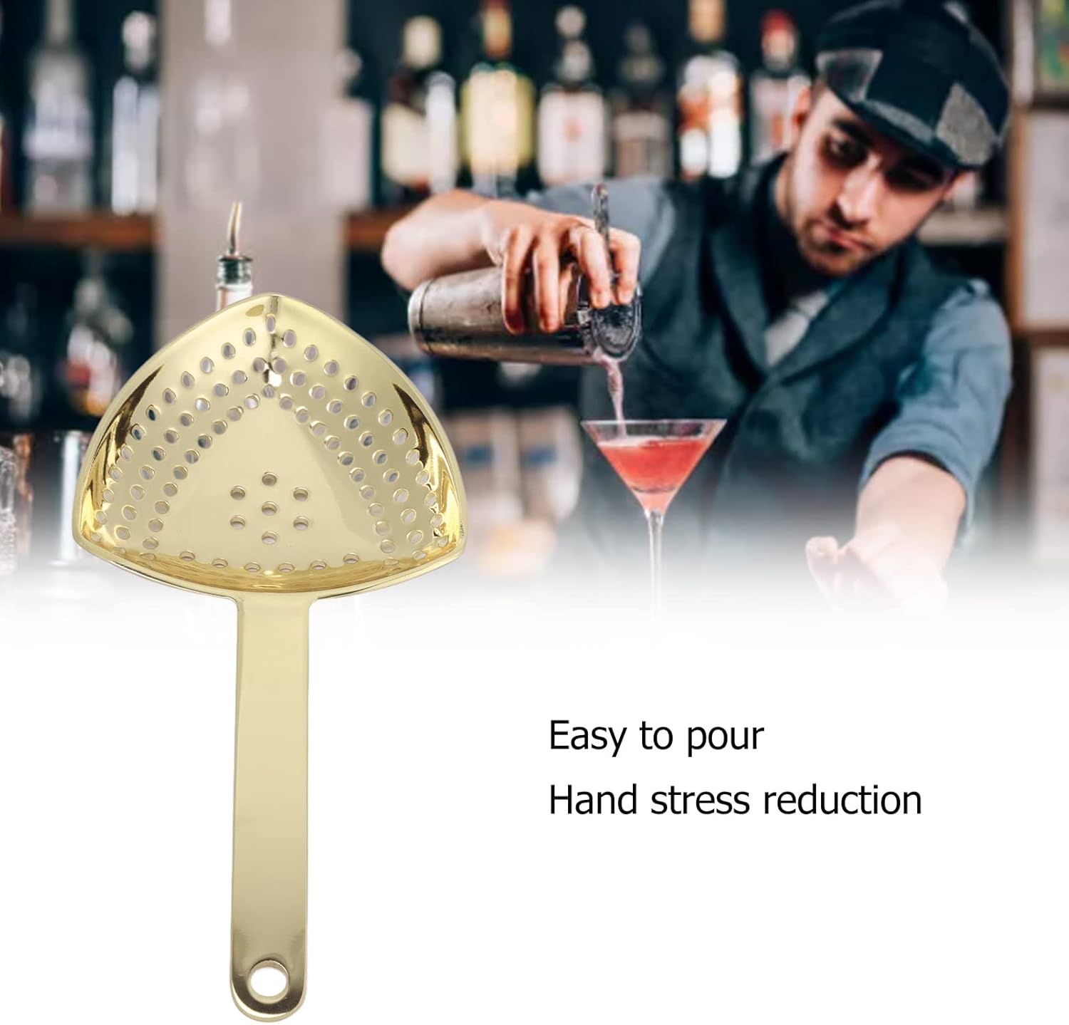 OUKENS Julep Strainer - Triangular Cocktail Strainer for Home Commercial Bars
