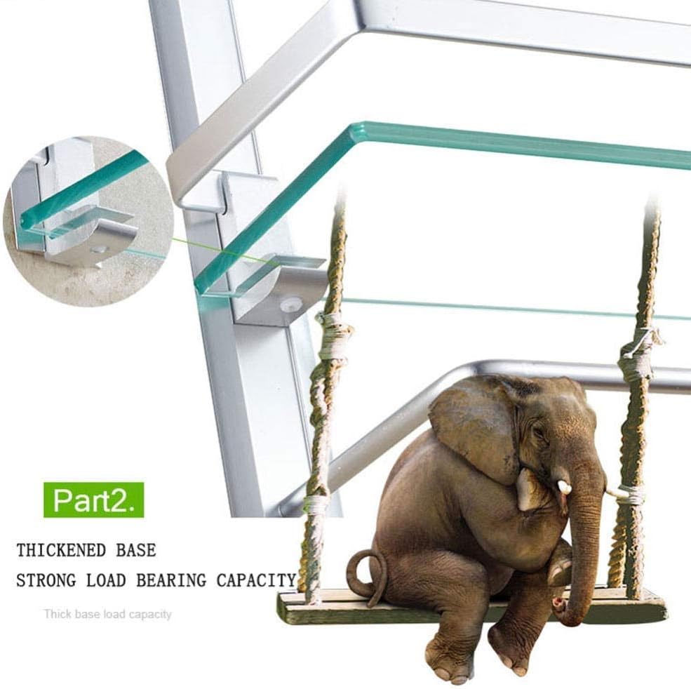 Stainless Steel 2 Tier Glass Bathroom Shelf with Hooks and Towel Bars