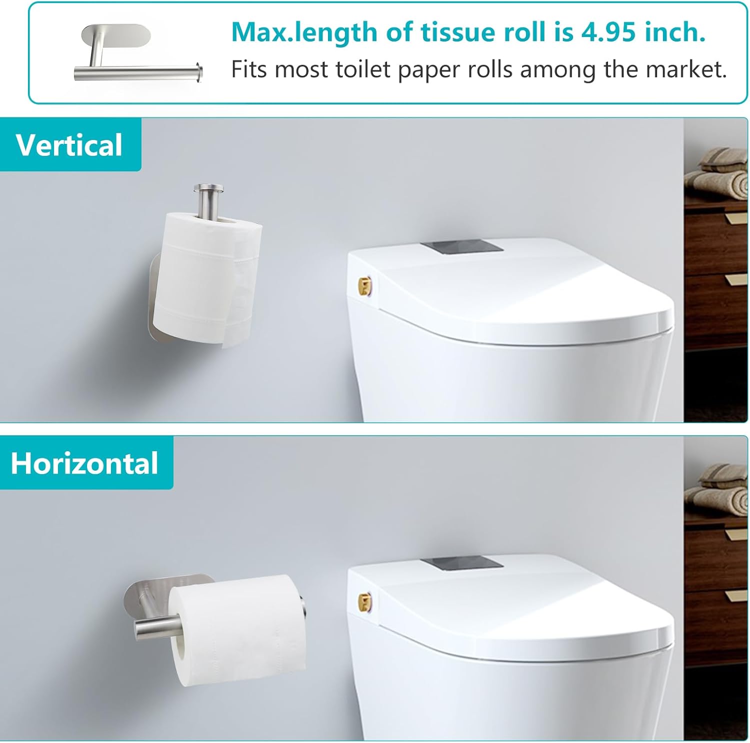 VMVN Adhesive Toilet Paper Holder for Bathroom and RV