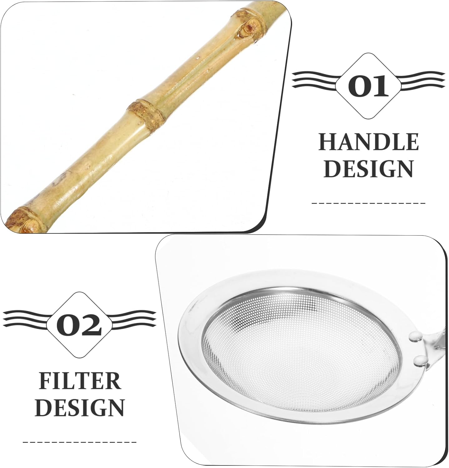 Amosfun Fat Skimmer Stainless Steel Strainer Ladle with Bamboo Handle
