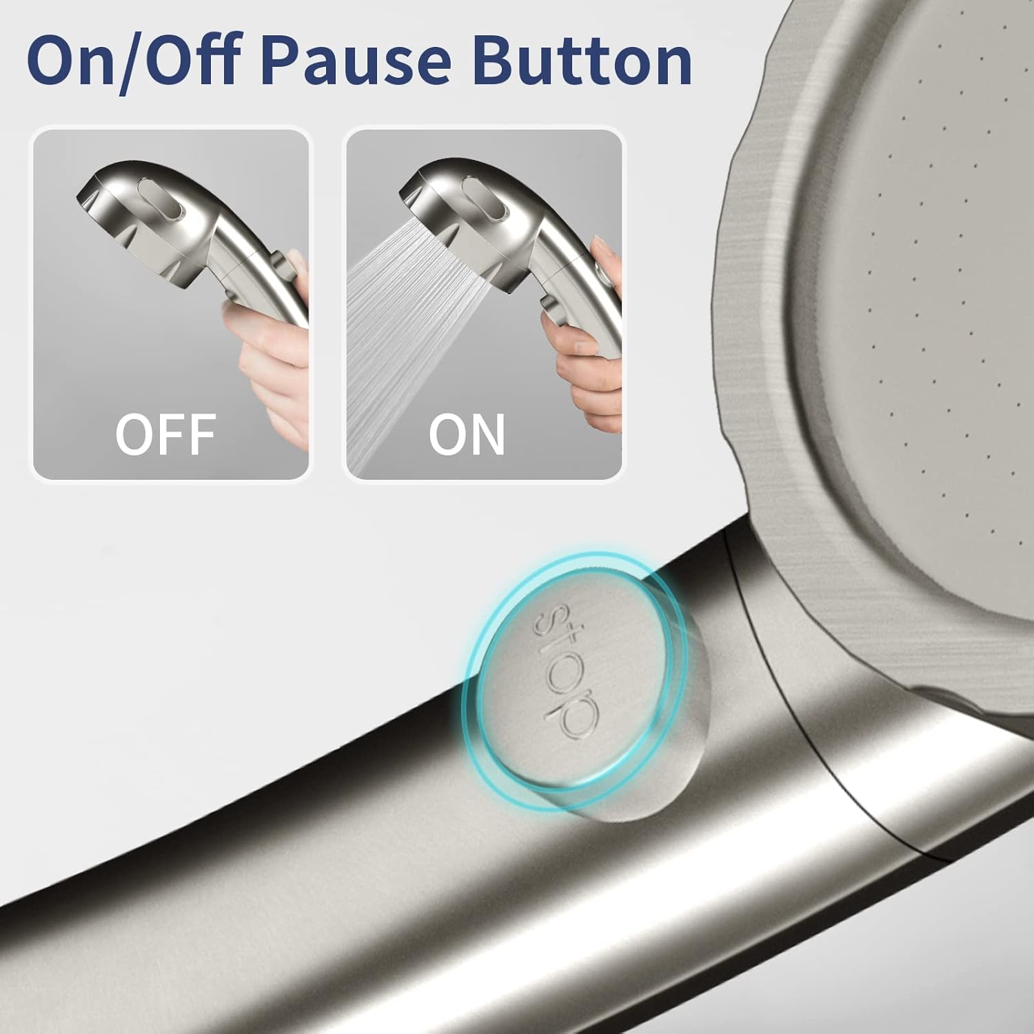 HANLIAN High-Pressure Shower Head with Pause Function for Easy Efficient Use