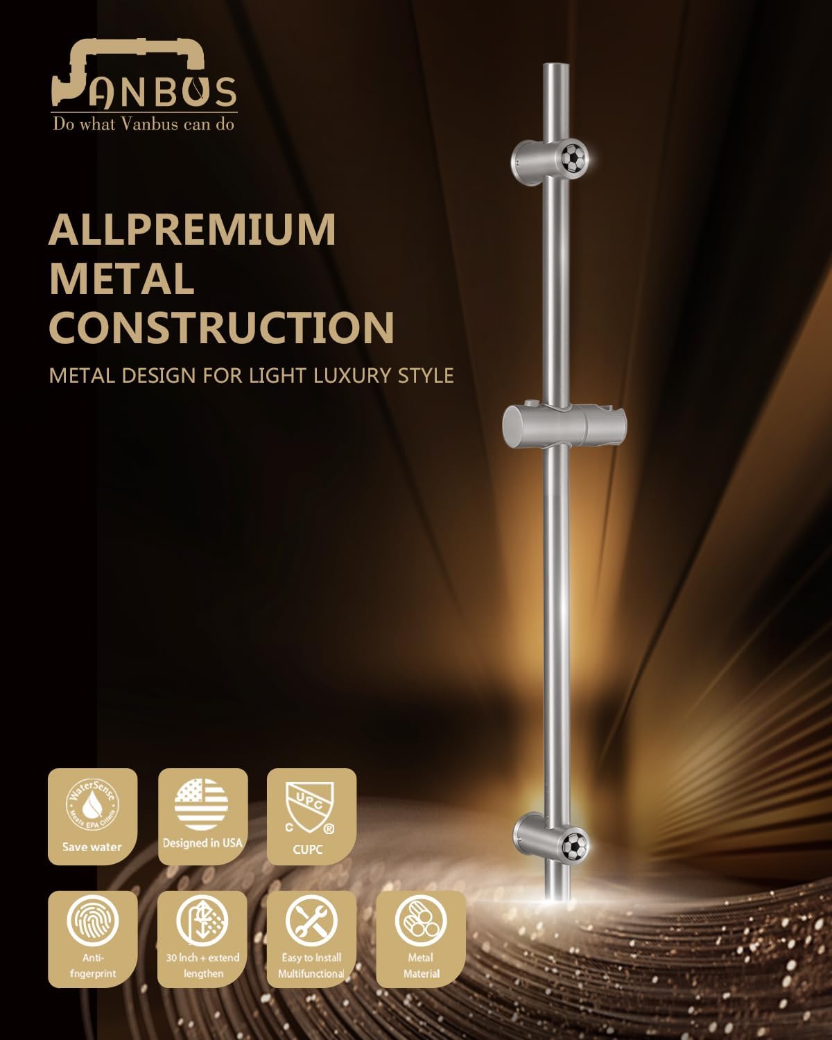 Adjustable and Rust-Resistant Handheld Shower Slide Bar for Bathroom Use