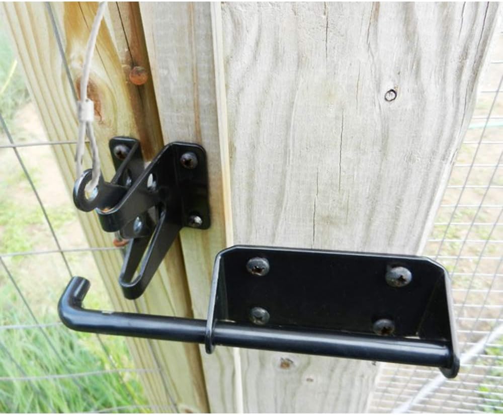 Durable Outswinging Gate Latch with Gravity Security Cable Puller Black