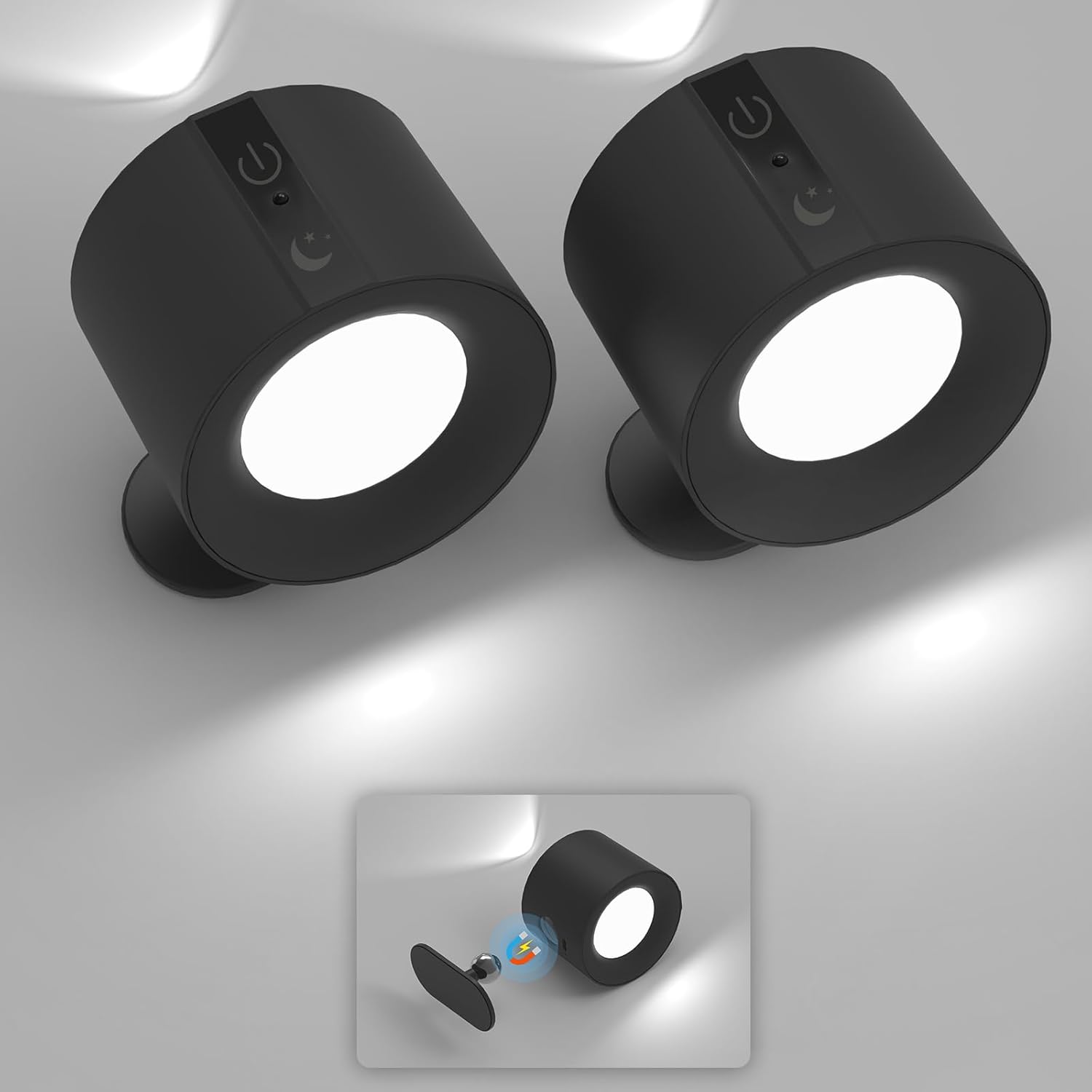 LED Spotlight Indoor Rechargeable with Dual Light Source and 360 Adjustment