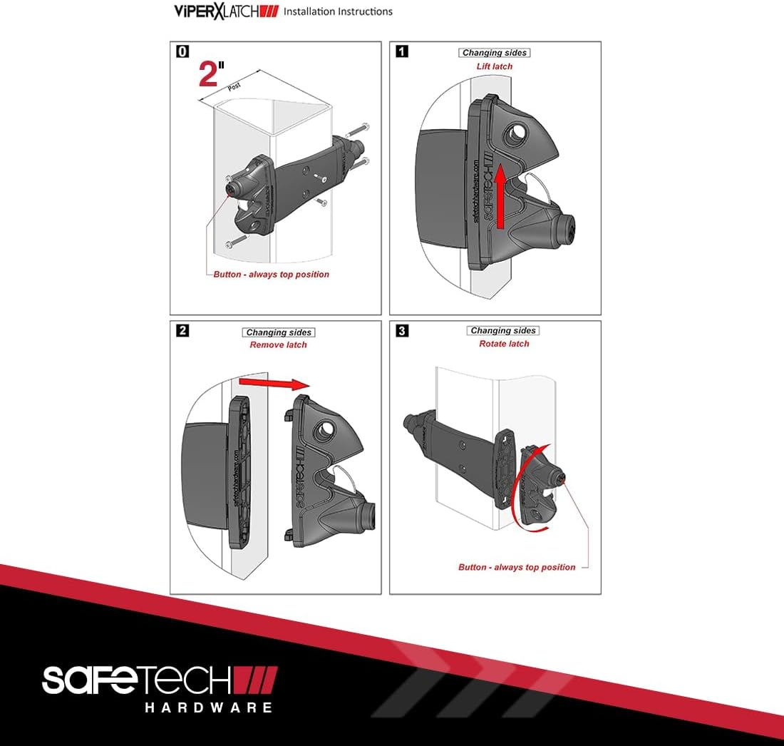 ViperX5 Two-Sided Gate Latch No Post Drilling Replacement Parts Included