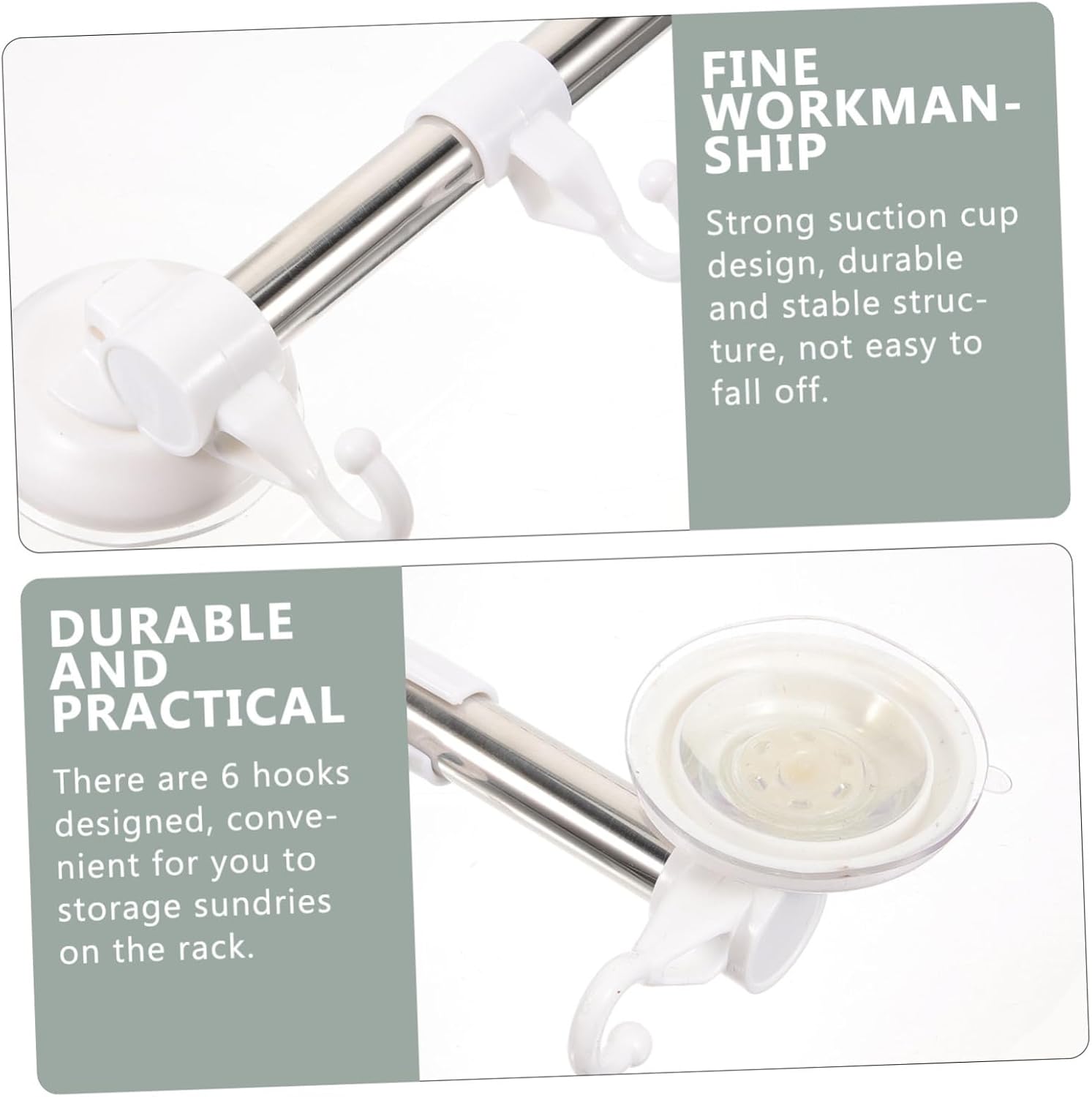 Holibanna Stainless Steel Suction Cup Towel Holder with 6 Hooks