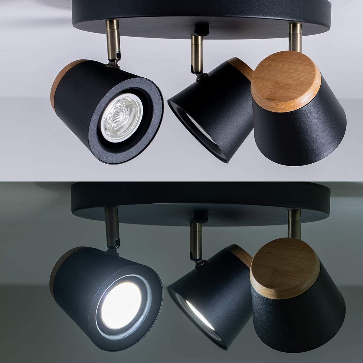 TeHenoo 3-Light Ceiling Light Matte Black Industrial Track Lighting