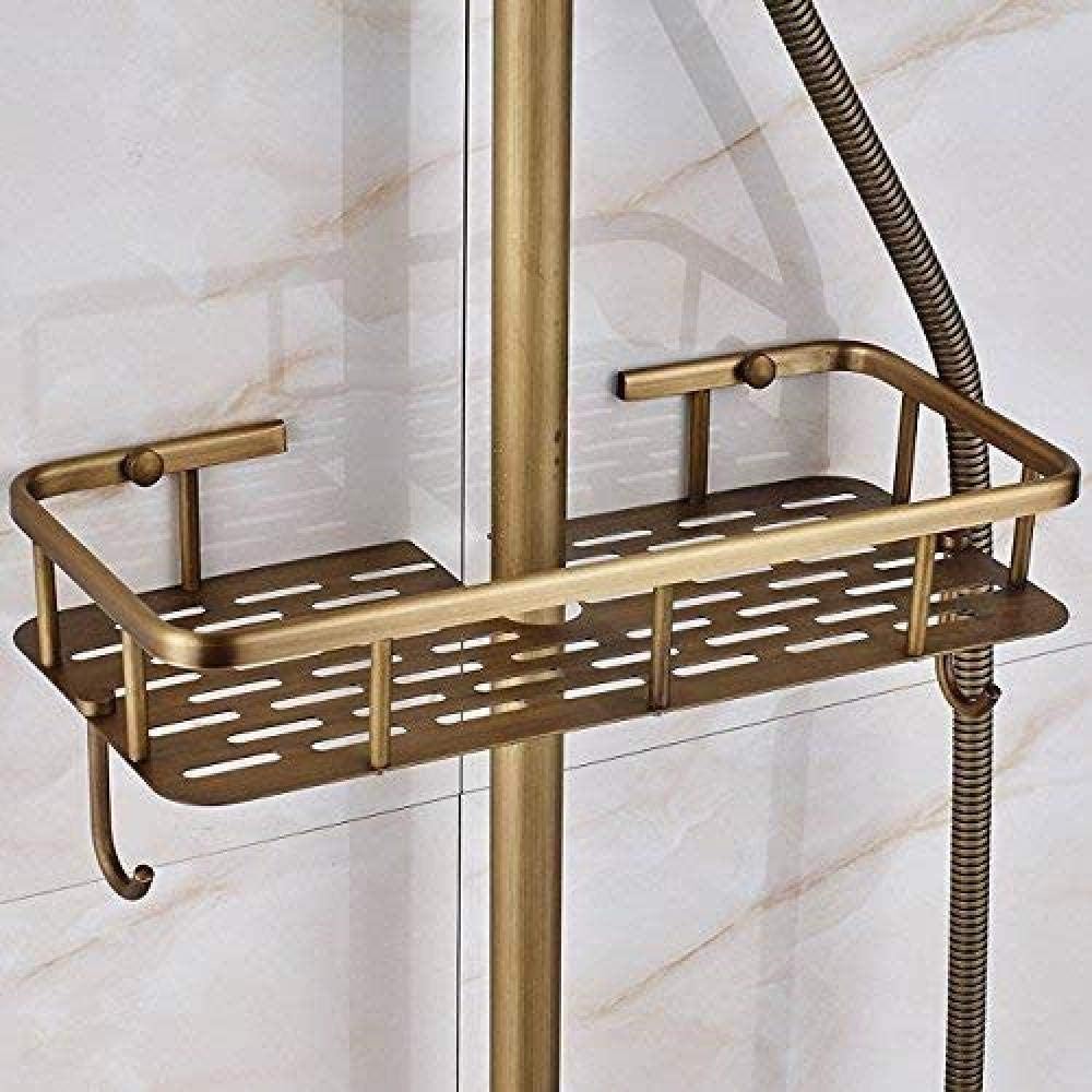 Antique Brass Rain shower with Storage Basket