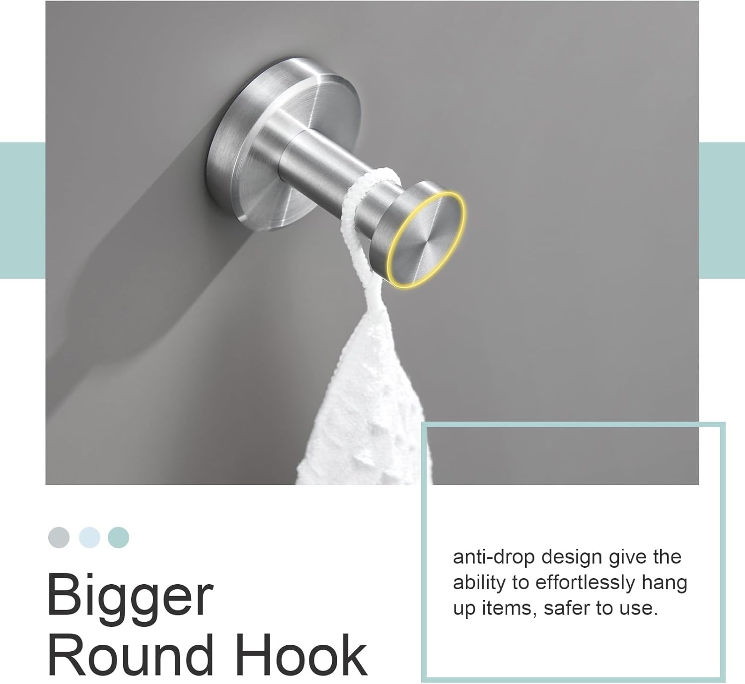 APLusee Round Towel Hook and Ring Bundle Brushed Nickel 304 Stainless Steel