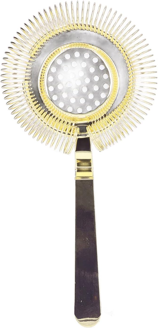 Stainless Steel Cocktail Strainer with Removable Spring 8x37in Gold