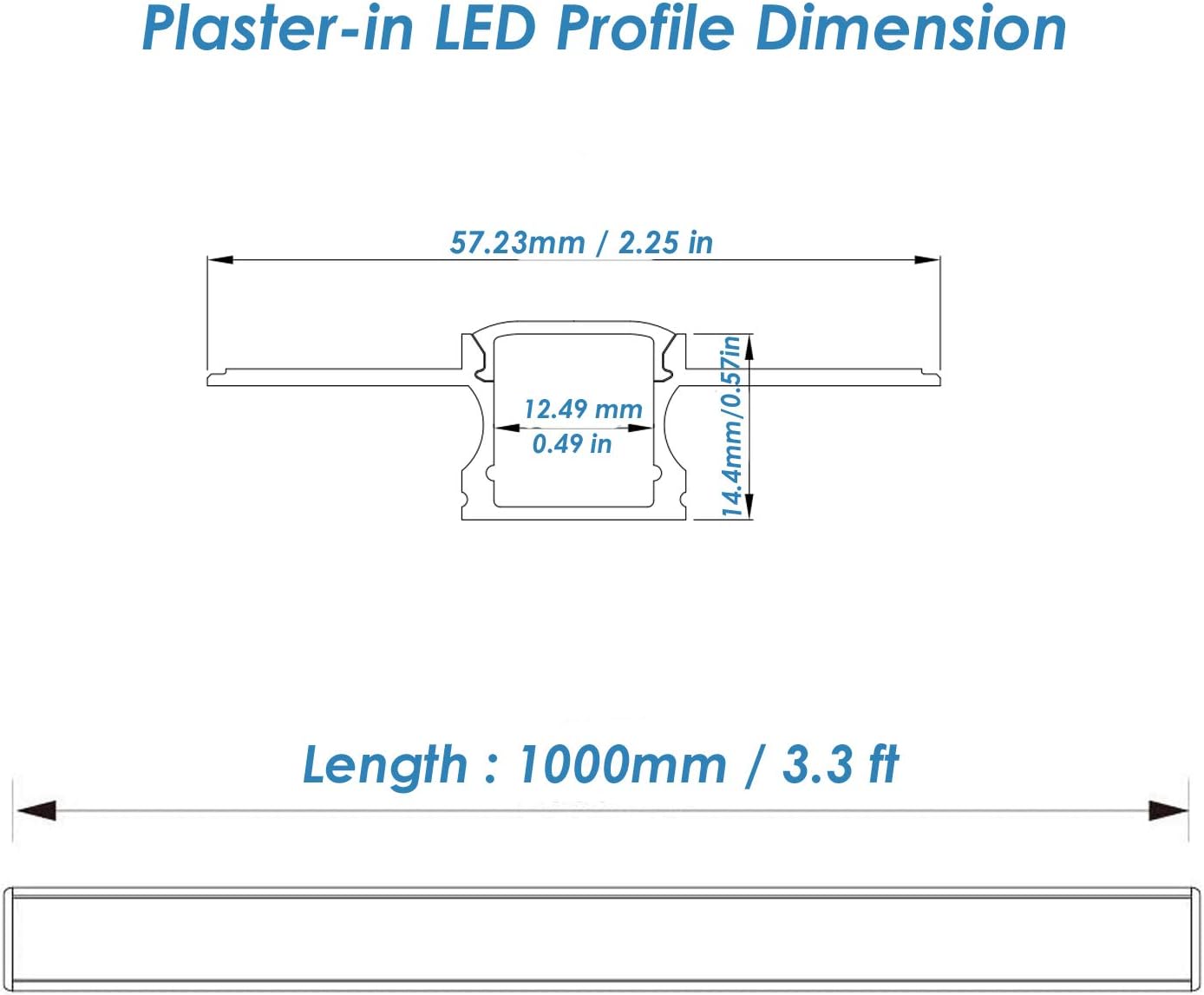Besseto 6Pack LED Aluminum Channel with Diffuser Ends for Wall Ceiling