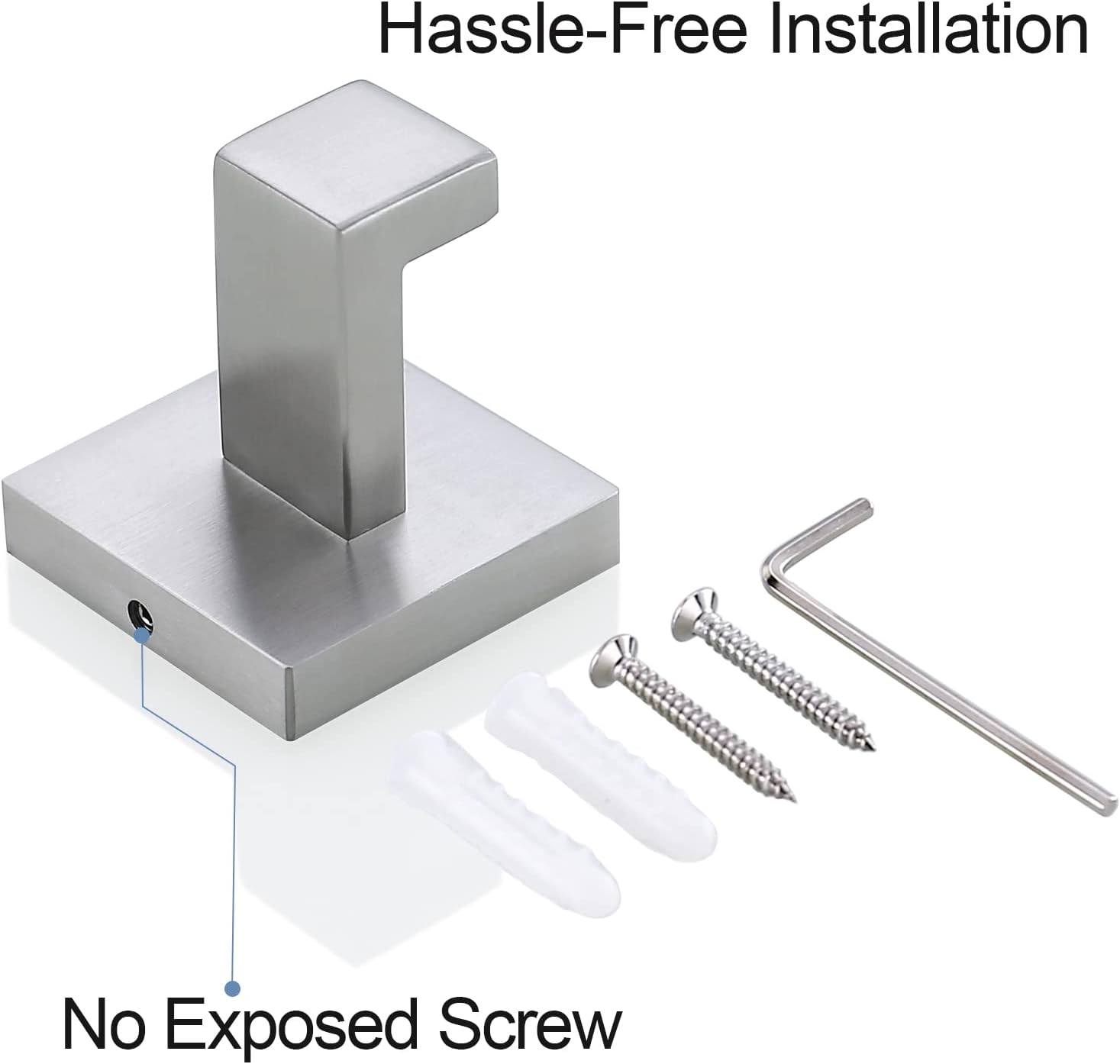 TQKAG Stainless Steel Square Towel Ring Hooks for Bathroom and Kitchen
