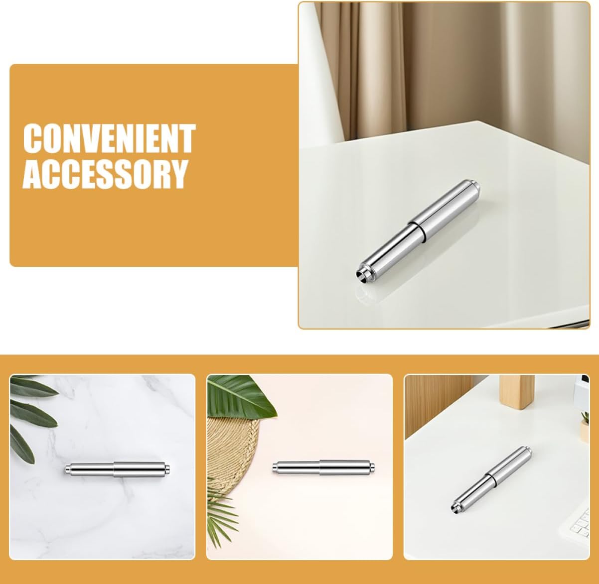 Jojofuny 4pcs Chrome Plated Toilet Paper Holder Rods