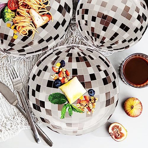 HSPAIDYP 80Pcs 7 Silver Disco Paper Plates