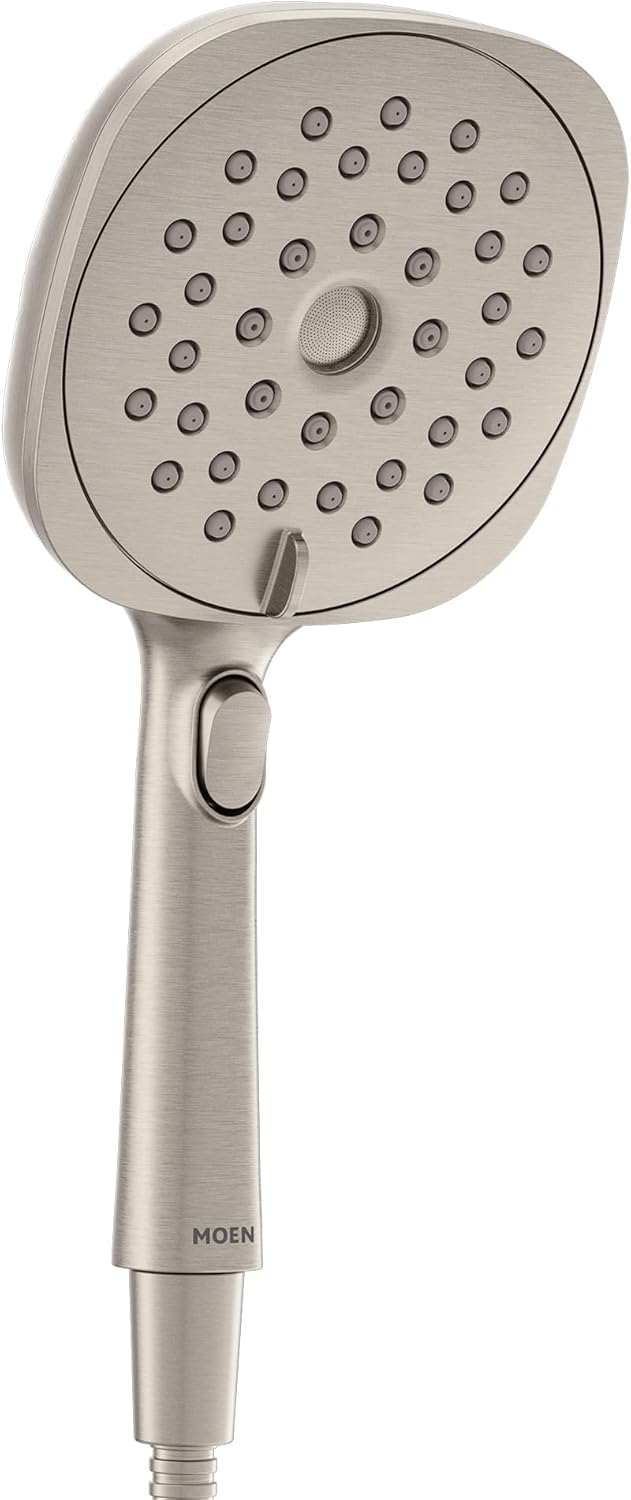 Elegant showerhead by Muen Nickel finish 6-inch spray head Variable spray modes