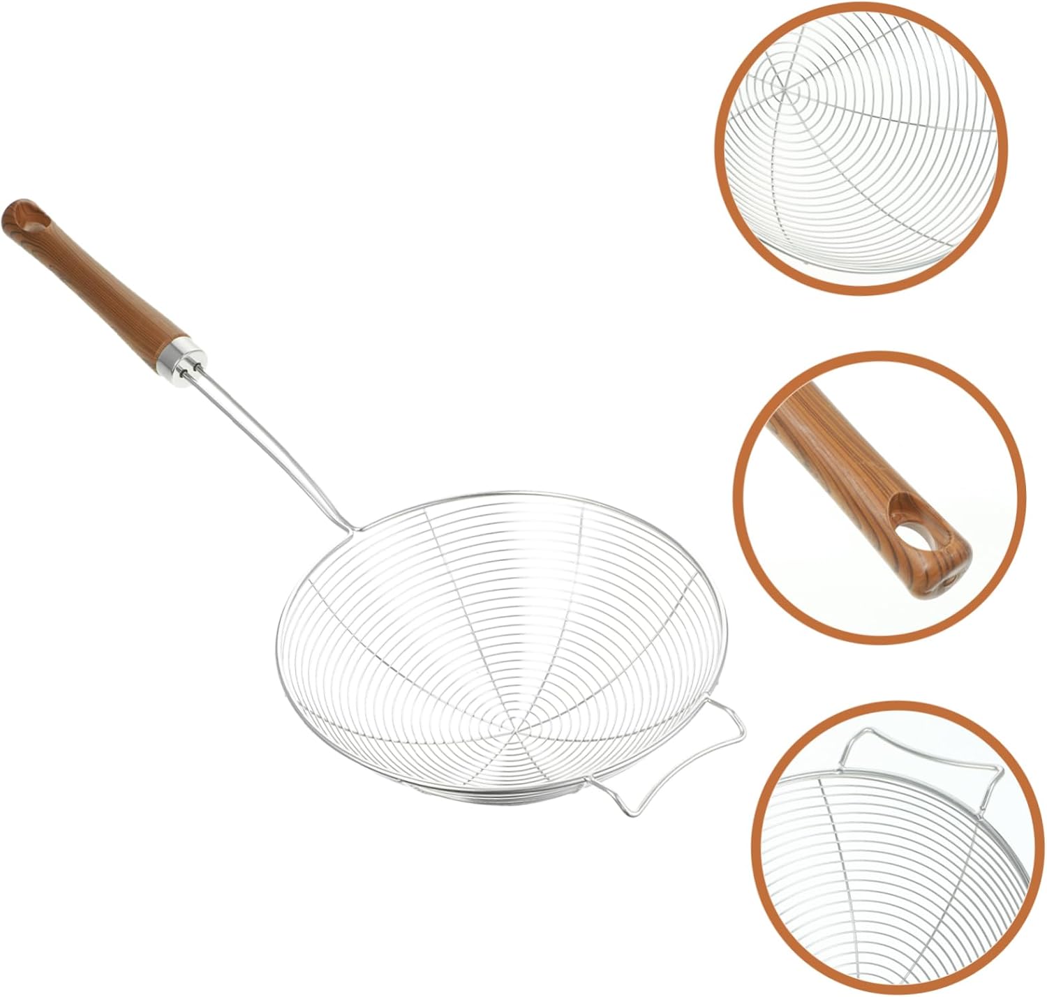 Mikinona 304 Stainless Steel Skimmer Spoon with Wooden Handle