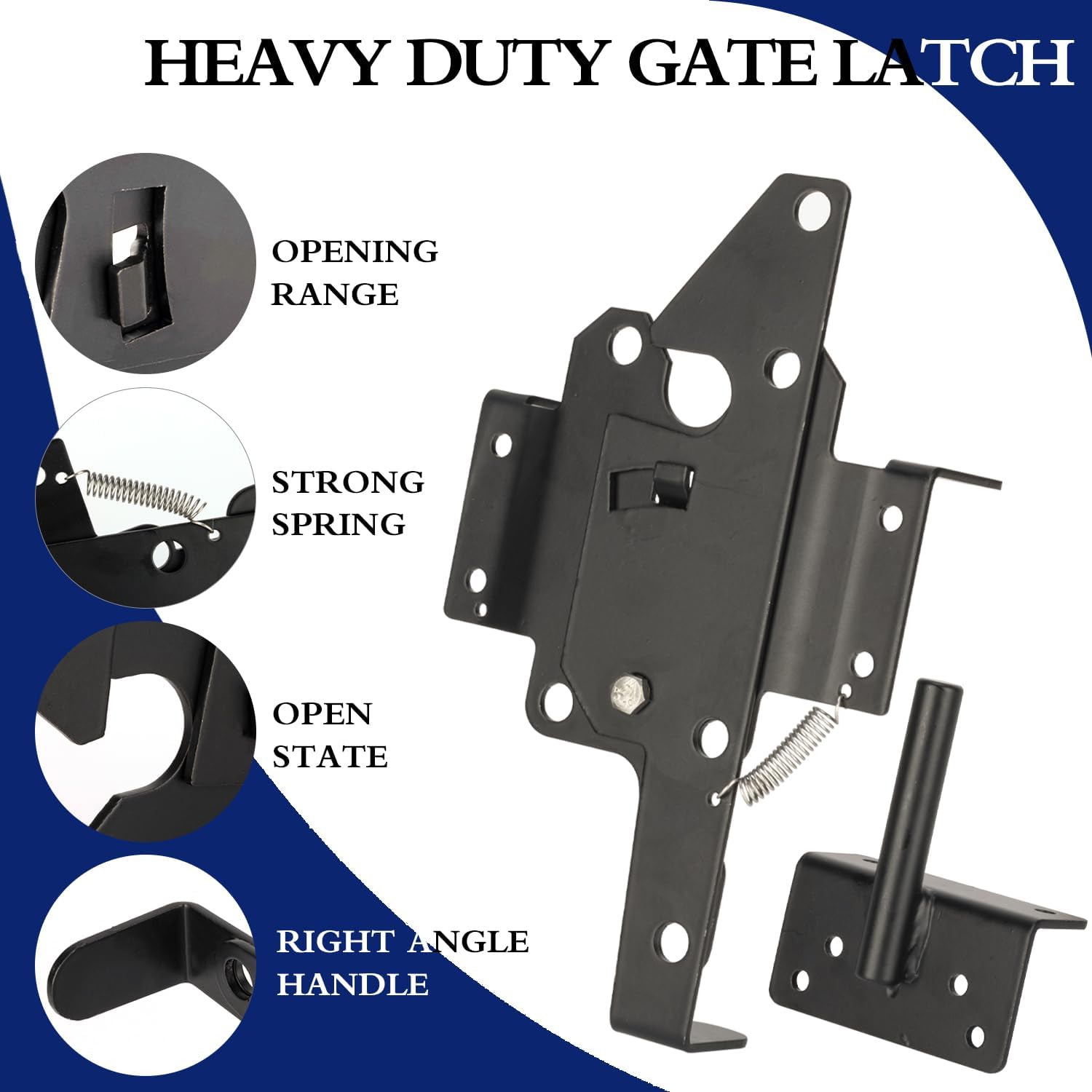HTHOOOME Heavy Duty Self-Locking Gate Latch