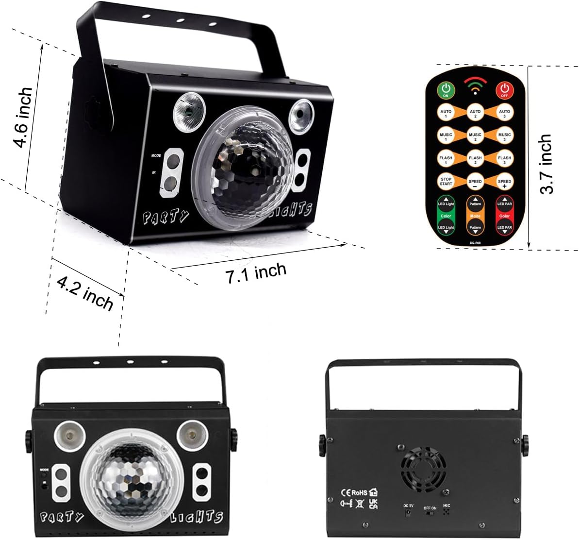 kismee LED Disco Ball Strobe Light with Remote Control