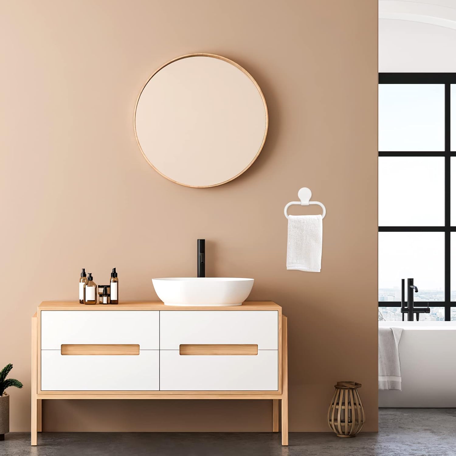 Cabilock Adhesive Towel Ring No Drilling Wall Mounted