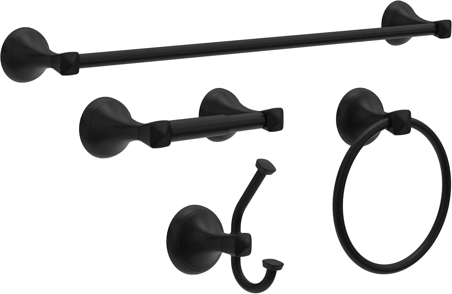 Delta Esato Wall Mount Towel Ring Toilet Paper Holder in Matte Black