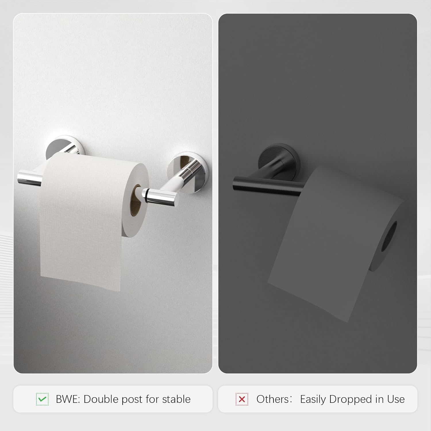 Sturdy and Stylish Double-Post Toilet Paper Holder