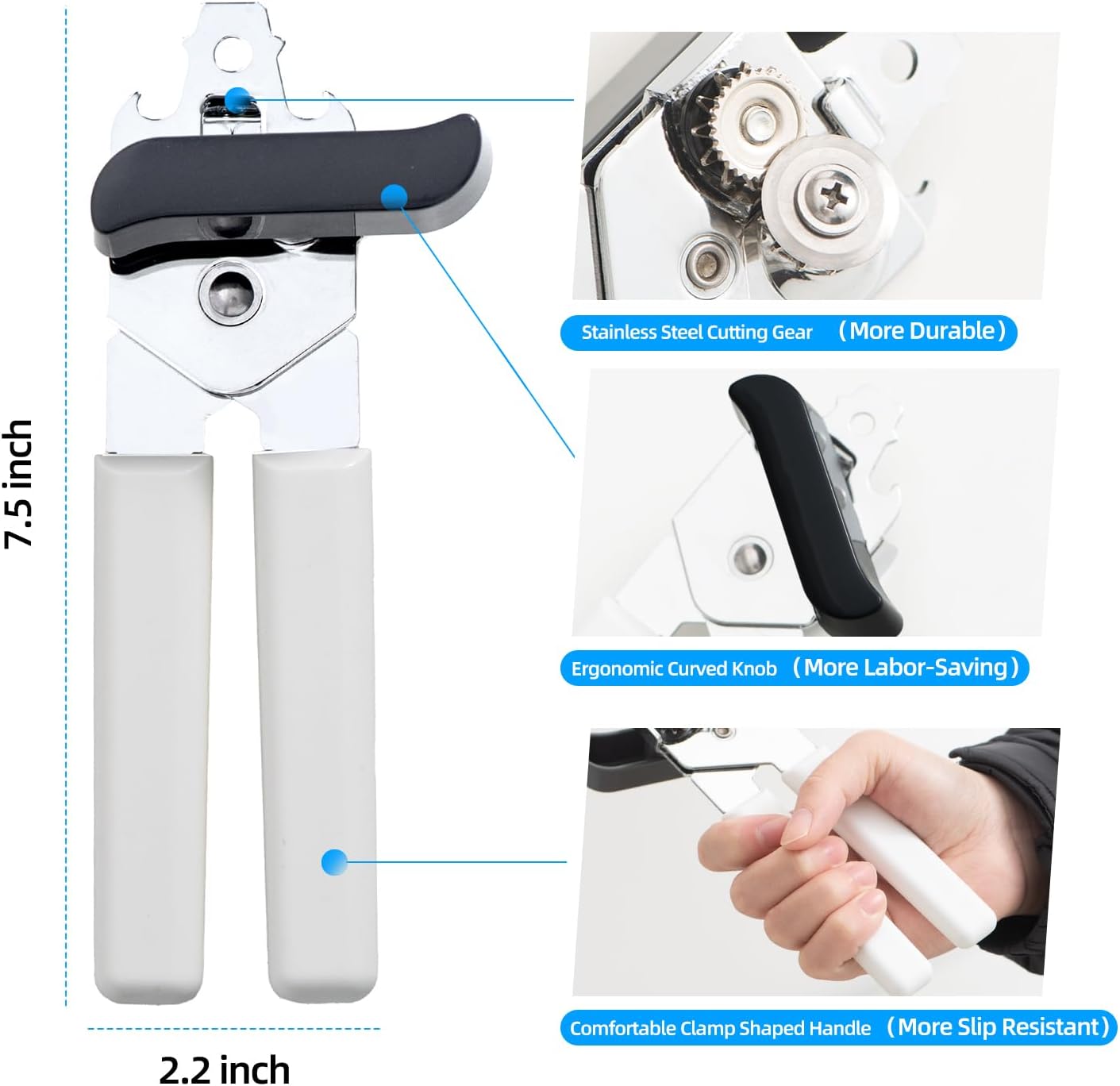 Wonforic Heavy Duty Stainless Steel Can Opener with Bottle Opener