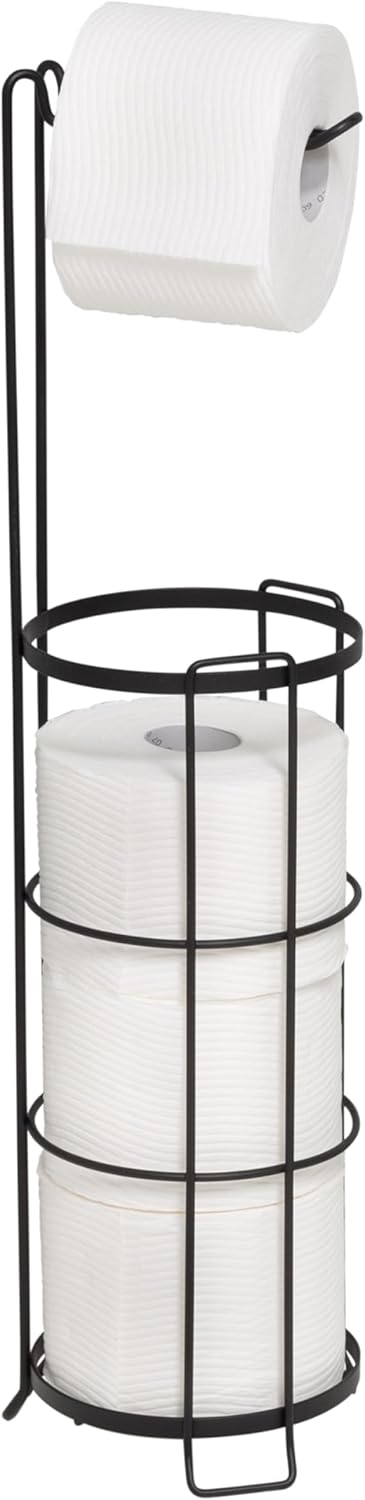 Toilet Paper Holder with Pole Black