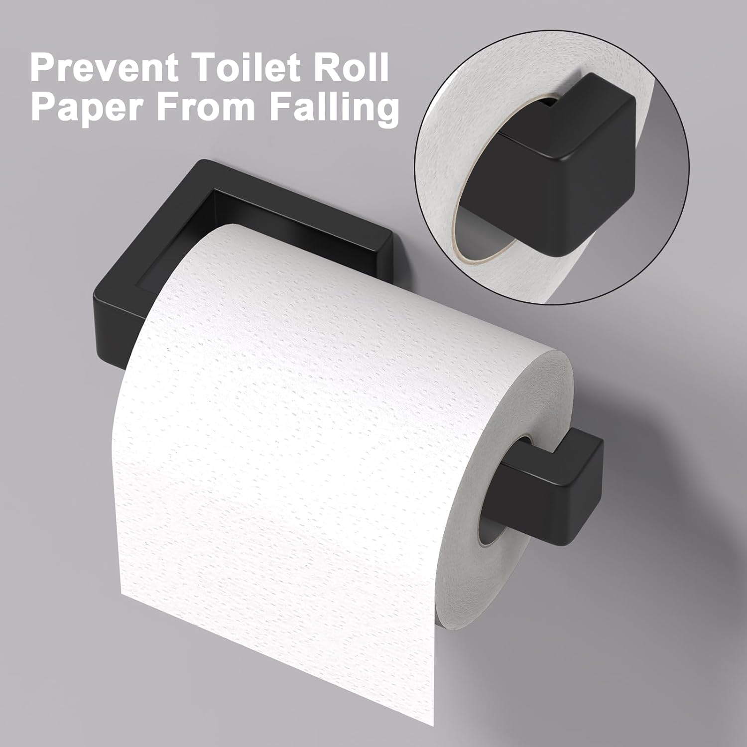 HUFEEOH Matte Black Toilet Paper Holder Wall Mount