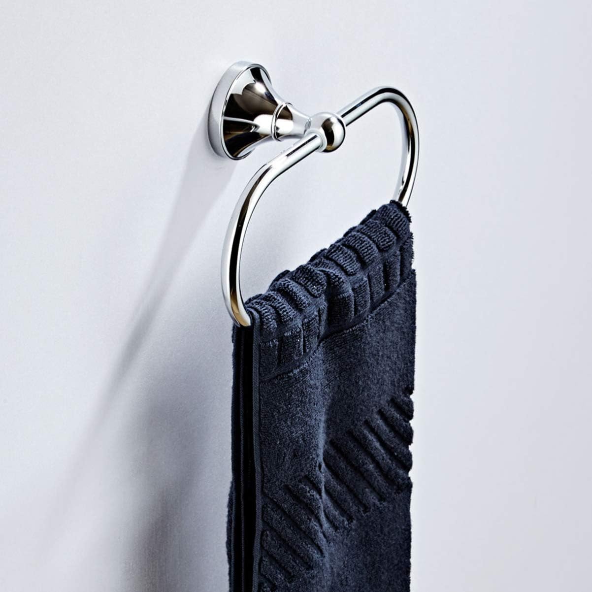 Veemoon Durable Brass Towel Ring with Chrome Finish